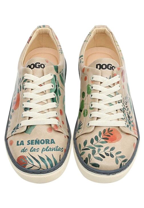 Kadın Vegan Deri Bej Sneakers - Plant Lady Tasarım - Görsel 4