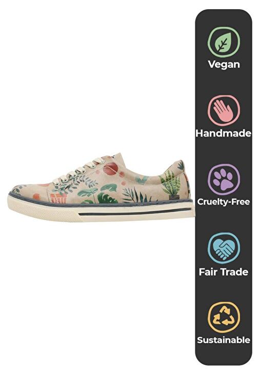 Kadın Vegan Deri Bej Sneakers - Plant Lady Tasarım - Görsel 6