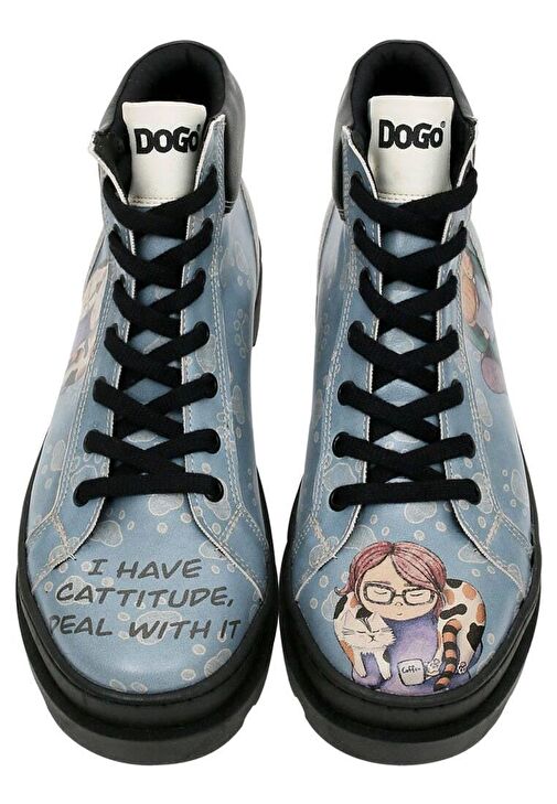 Kadın Vegan Deri Mavi Bot - I Have Cattitude Tasarım - Görsel 6