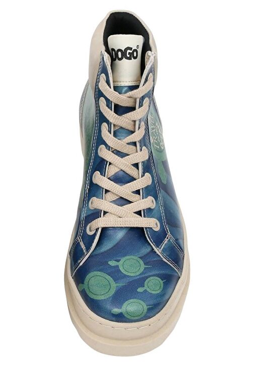 Kadın Vegan Deri Mavi Bot - Born to Travel in the Ocean Tasarım - Görsel 7