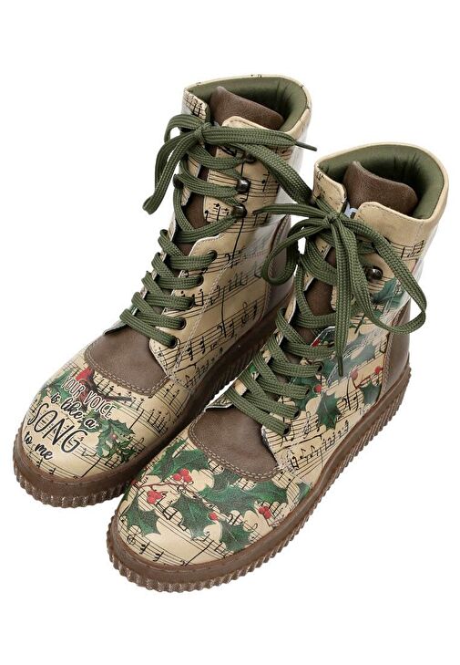 Kadın Vegan Deri Yeşil Uzun Bot - Your Voice is Like A Song To Me Tasarım - Görsel 4