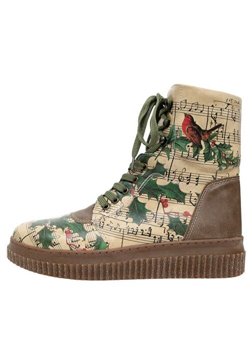 Kadın Vegan Deri Yeşil Uzun Bot - Your Voice is Like A Song To Me Tasarım - Görsel 2