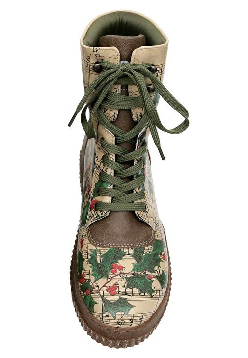 Kadın Vegan Deri Yeşil Uzun Bot - Your Voice is Like A Song To Me Tasarım - Görsel 6