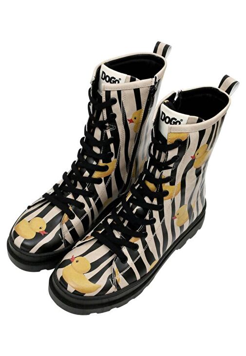 Kadın Vegan Deri Siyah Fermuarlı Uzun Bot - Ducky Tasarım - Görsel 6