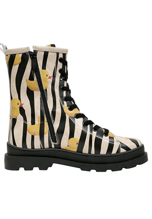 Kadın Vegan Deri Siyah Fermuarlı Uzun Bot - Ducky Tasarım - Görsel 9