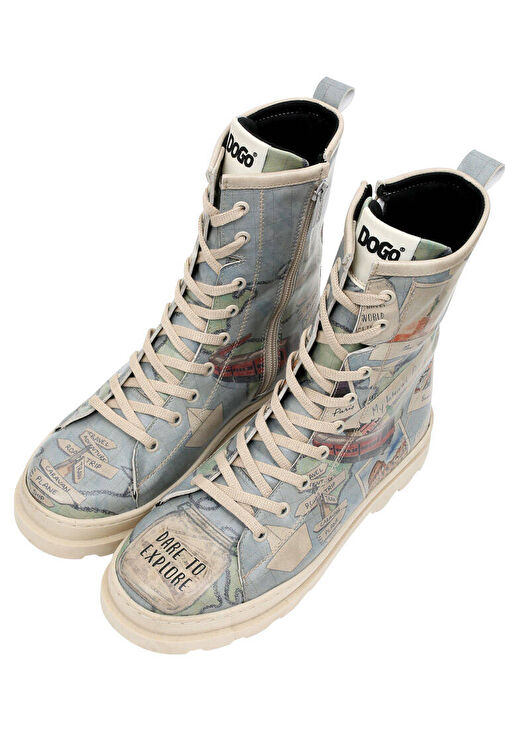 Kadın Vegan Deri Mavi Fermuarlı Uzun Bot - Dare to Explore Tasarım - Görsel 2