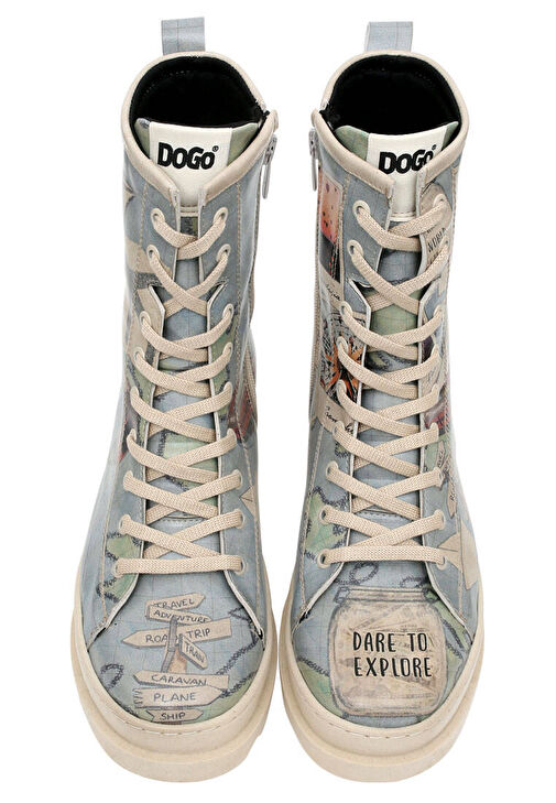 Kadın Vegan Deri Mavi Fermuarlı Uzun Bot - Dare to Explore Tasarım - Görsel 7