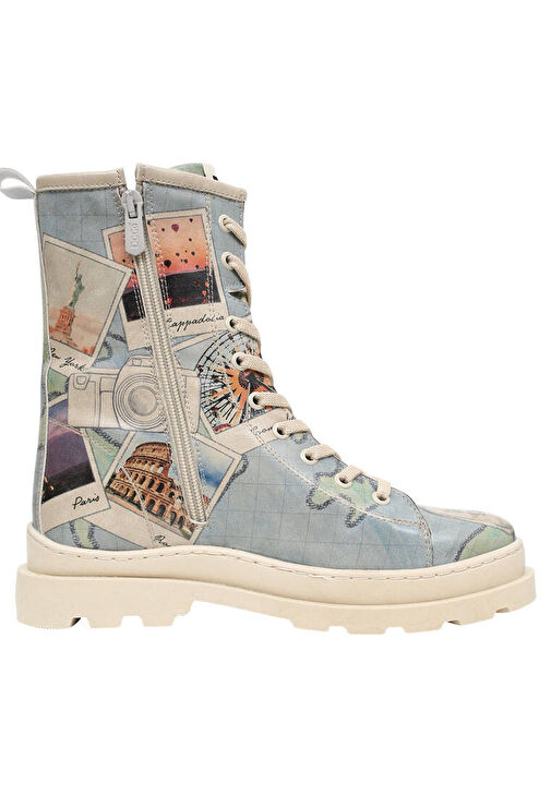 Kadın Vegan Deri Mavi Fermuarlı Uzun Bot - Dare to Explore Tasarım - Görsel 5