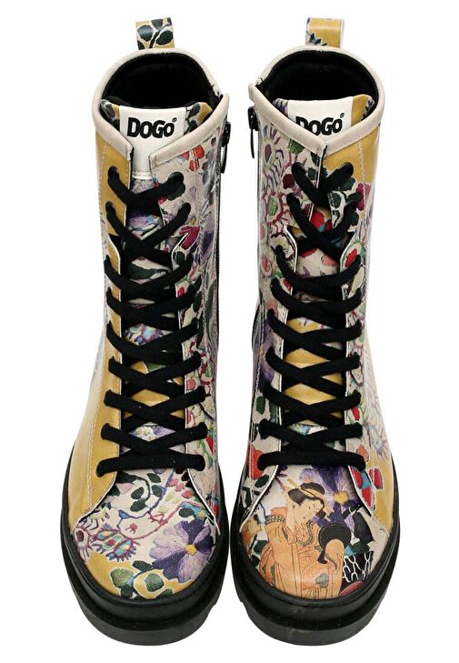 Kadın Vegan Deri Çok Renkli Fermuarlı Uzun Bot - Spring Embroidery Tasarım - Görsel 5