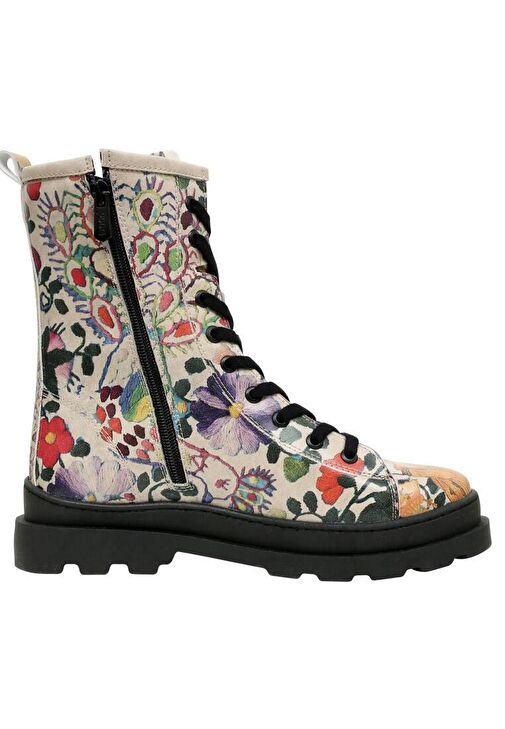 Kadın Vegan Deri Çok Renkli Fermuarlı Uzun Bot - Spring Embroidery Tasarım - Görsel 3