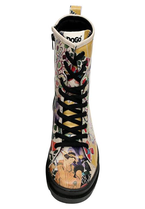 Kadın Vegan Deri Çok Renkli Fermuarlı Uzun Bot - Spring Embroidery Tasarım - Görsel 6