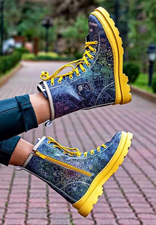 Kadın Vegan Deri Çok Renkli Fermuarlı Uzun Bot - Soul Full of Animal Love Tasarım - Görsel 4