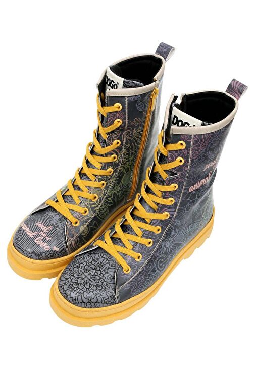 Kadın Vegan Deri Çok Renkli Fermuarlı Uzun Bot - Soul Full of Animal Love Tasarım - Görsel 3