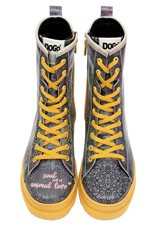 Kadın Vegan Deri Çok Renkli Fermuarlı Uzun Bot - Soul Full of Animal Love Tasarım - Görsel 5