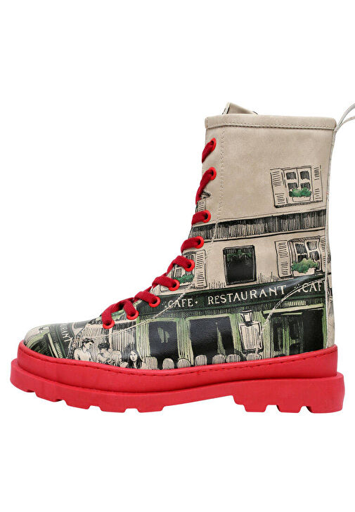 Kadın Vegan Deri Kırmızı Fermuarlı Uzun Bot - La Vie Parisienne Tasarım - Görsel 5