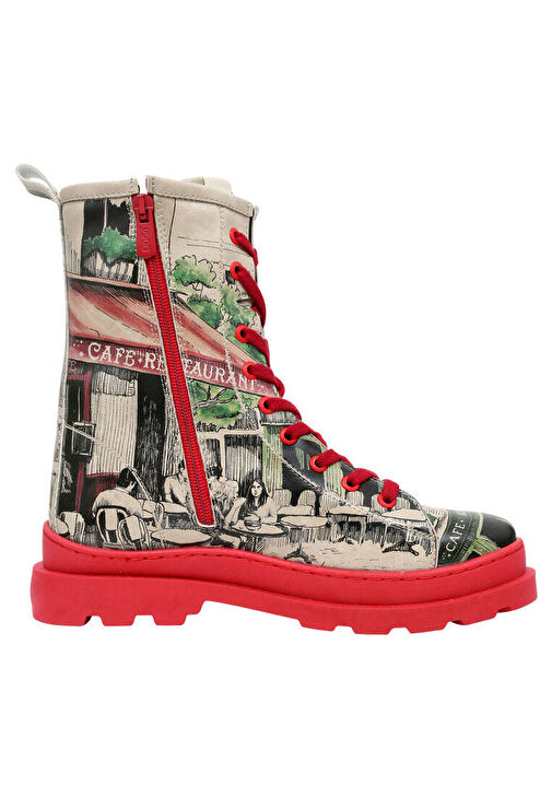 Kadın Vegan Deri Kırmızı Fermuarlı Uzun Bot - La Vie Parisienne Tasarım - Görsel 9