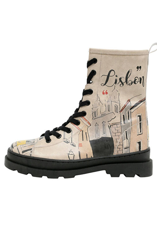 Kadın Vegan Deri Bej Fermuarlı Uzun Bot - Lisbon Tasarım - Görsel 7