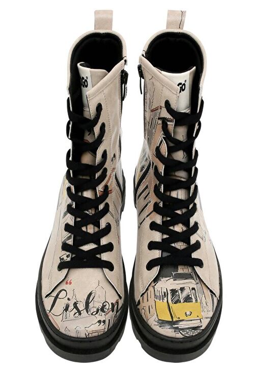 Kadın Vegan Deri Bej Fermuarlı Uzun Bot - Lisbon Tasarım - Görsel 8