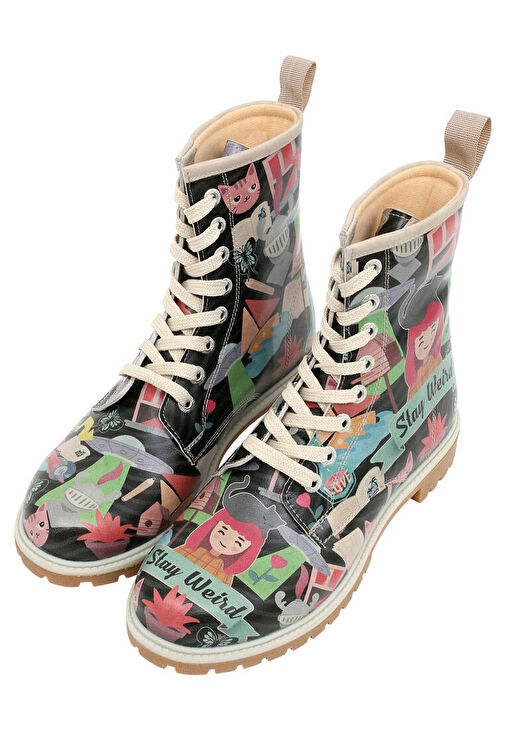 Kadın Vegan Deri Çok Renkli Uzun Bot - Stay Weird Tasarım - Görsel 2