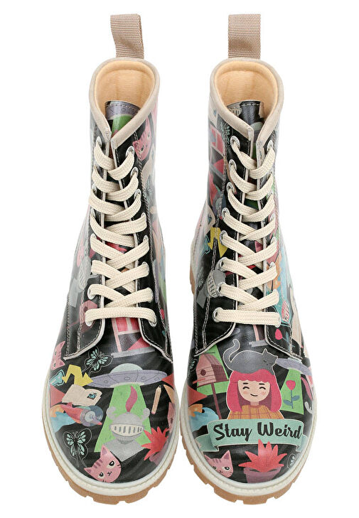 Kadın Vegan Deri Çok Renkli Uzun Bot - Stay Weird Tasarım - Görsel 3