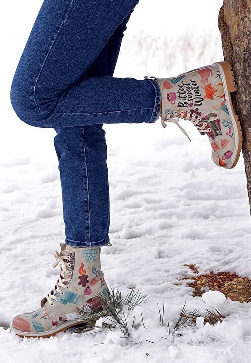 Kadın Vegan Deri Gri Uzun Bot - Bitter Sweet Winter Tasarım - Görsel 6