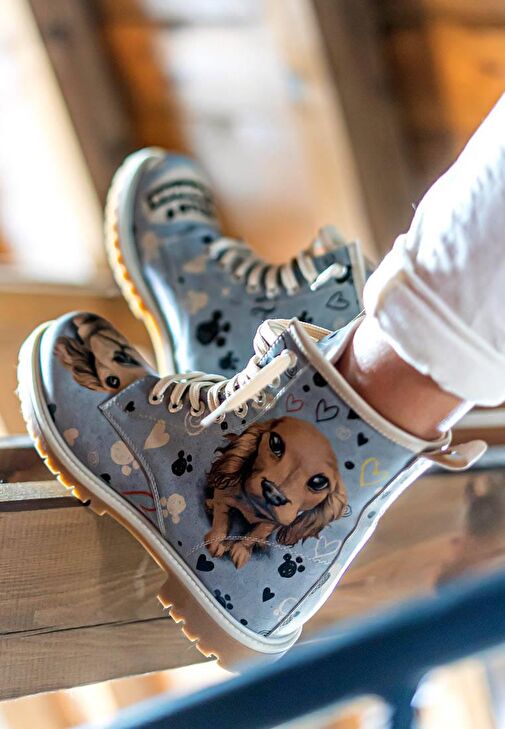 Kadın Vegan Deri Mavi Uzun Bot - Hello My Hooman Tasarım - Görsel 6