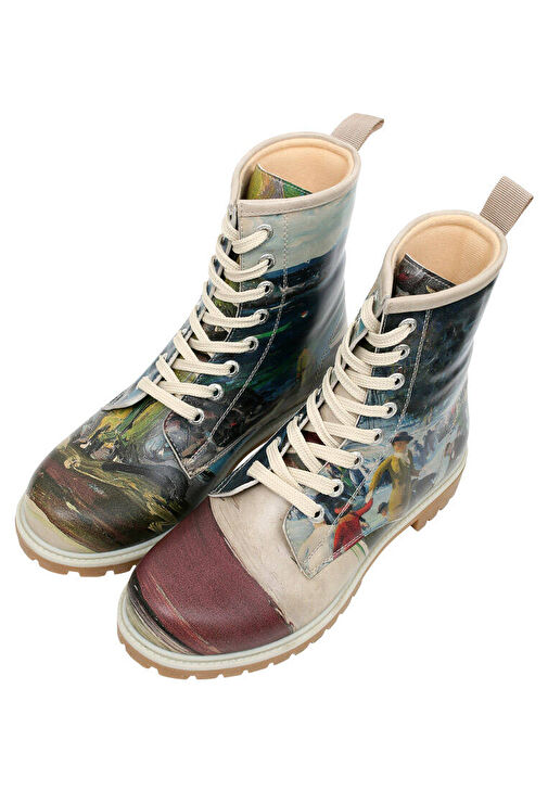 Kadın Vegan Deri Çok Renkli Uzun Bot - Brush Strokes Tasarım - Görsel 2