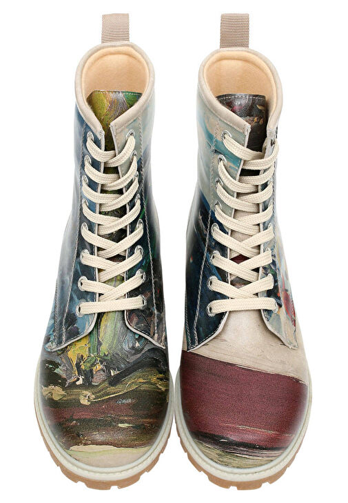 Kadın Vegan Deri Çok Renkli Uzun Bot - Brush Strokes Tasarım - Görsel 3