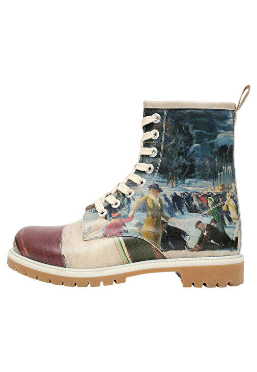 Kadın Vegan Deri Çok Renkli Uzun Bot - Brush Strokes Tasarım - Görsel 5