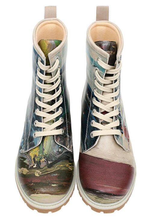 Kadın Vegan Deri Çok Renkli Uzun Bot - Brush Strokes Tasarım - Görsel 8