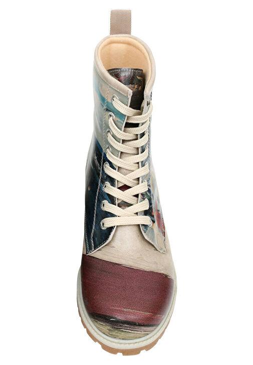 Kadın Vegan Deri Çok Renkli Uzun Bot - Brush Strokes Tasarım - Görsel 9