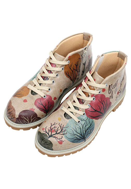 Kadın Vegan Deri Çok Renkli Fermuarlı Kısa Bot - Best Time of the Year Tasarım - Görsel 2