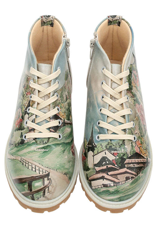 Kadın Vegan Deri Çok Renkli Fermuarlı Kısa Bot - Alpine Meadows Tasarım - Görsel 4