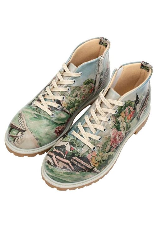 Kadın Vegan Deri Çok Renkli Fermuarlı Kısa Bot - Alpine Meadows Tasarım - Görsel 7