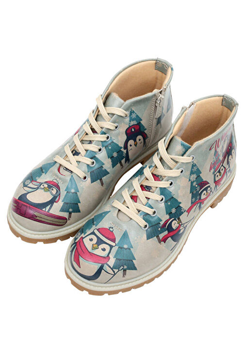 Kadın Vegan Deri Çok Renkli Fermuarlı Kısa Bot - Winters is Here Tasarım - Görsel 2