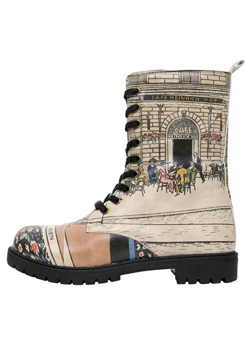 Kadın Vegan Deri Bej Fermuarlı Uzun Bot - Cafe Wien Tasarım - Görsel 4