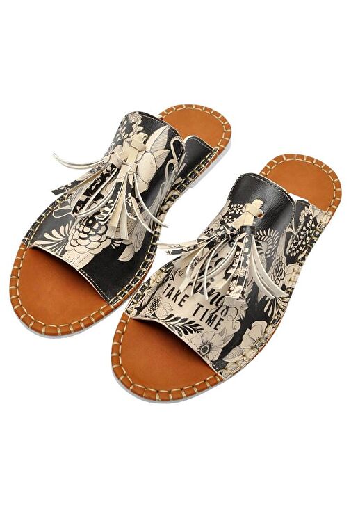 Kadın Vegan Deri Siyah Renkli Terlik - DonT Give Up Tasarım - Görsel 2