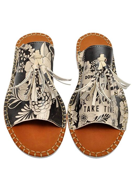 Kadın Vegan Deri Siyah Renkli Terlik - DonT Give Up Tasarım - Görsel 4