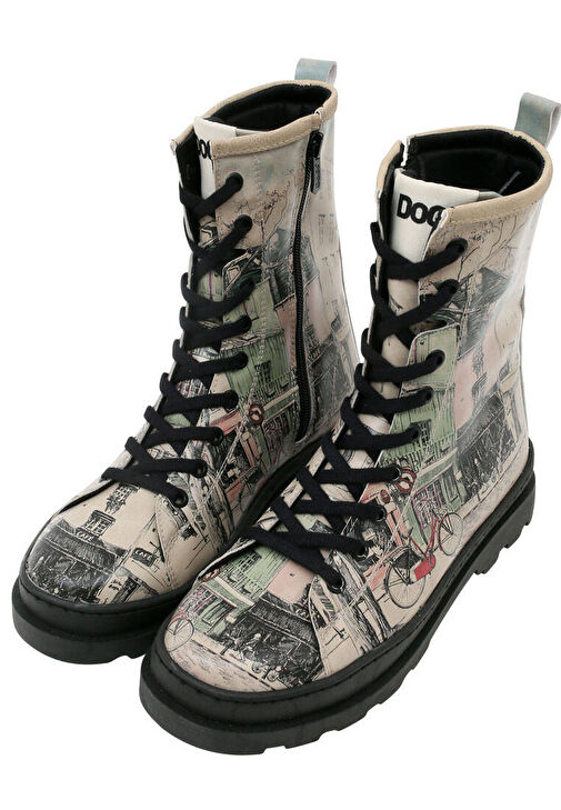 Kadın Vegan Deri Bej Fermuarlı Uzun Bot - bonjour paris Tasarım - Görsel 2