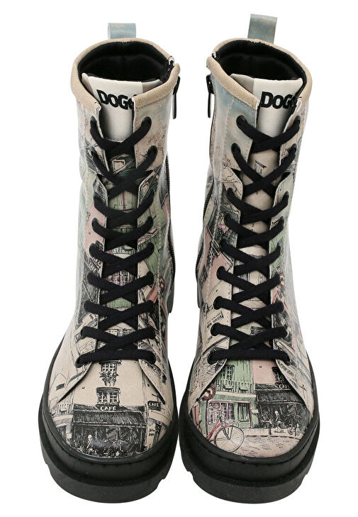 Kadın Vegan Deri Bej Fermuarlı Uzun Bot - bonjour paris Tasarım - Görsel 3