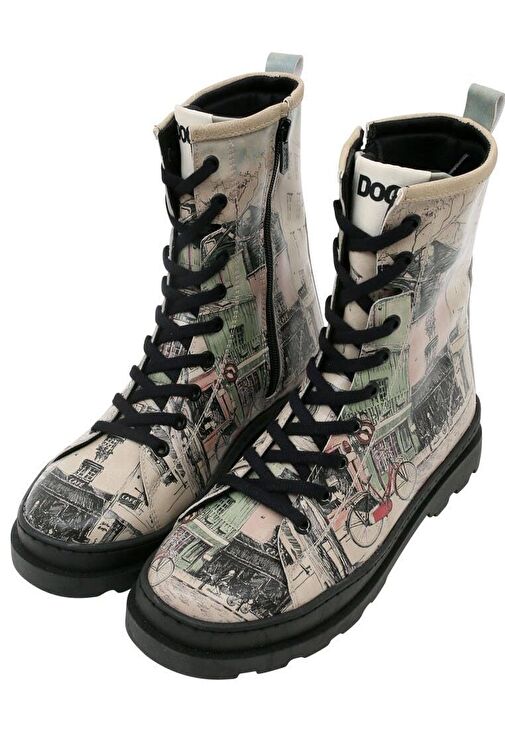 Kadın Vegan Deri Bej Fermuarlı Uzun Bot - bonjour paris Tasarım - Görsel 4