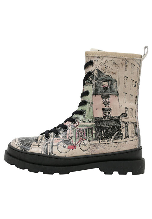 Kadın Vegan Deri Bej Fermuarlı Uzun Bot - bonjour paris Tasarım - Görsel 5