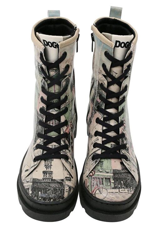 Kadın Vegan Deri Bej Fermuarlı Uzun Bot - bonjour paris Tasarım - Görsel 6