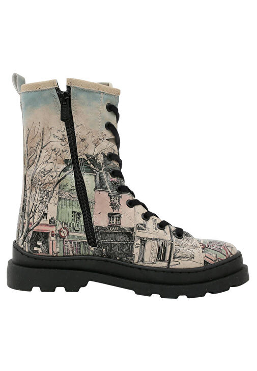 Kadın Vegan Deri Bej Fermuarlı Uzun Bot - bonjour paris Tasarım - Görsel 7