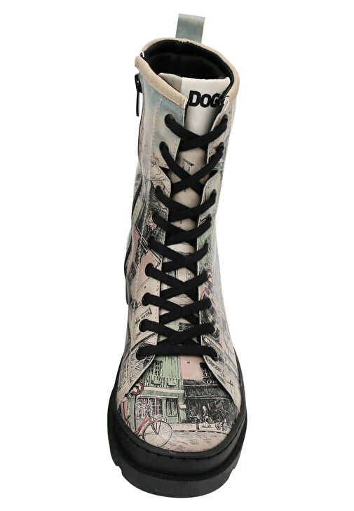 Kadın Vegan Deri Bej Fermuarlı Uzun Bot - bonjour paris Tasarım - Görsel 9