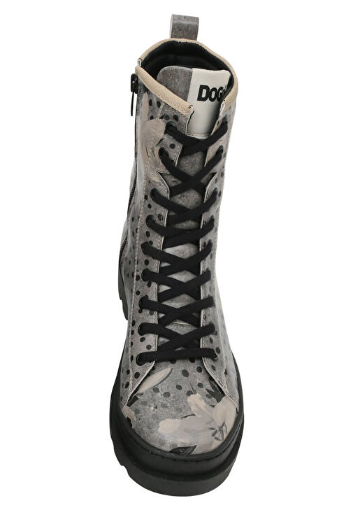 Kadın Vegan Deri Gri Fermuarlı Uzun Bot - Black dress Tasarım - Görsel 9