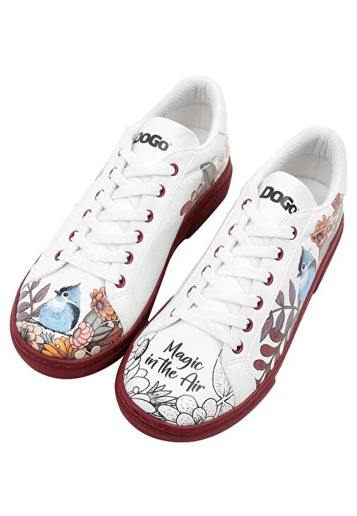 Kadın Vegan Deri Beyaz Sneakers - Magic in the Air Tasarım - Görsel 3