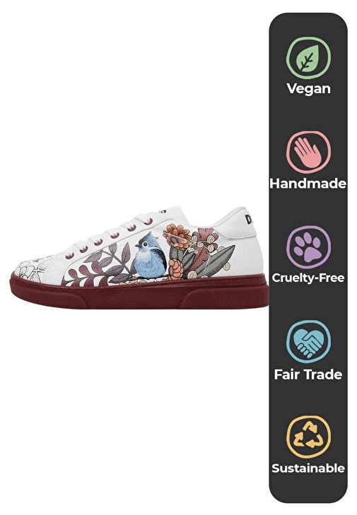 Kadın Vegan Deri Beyaz Sneakers - Magic in the Air Tasarım - Görsel 8