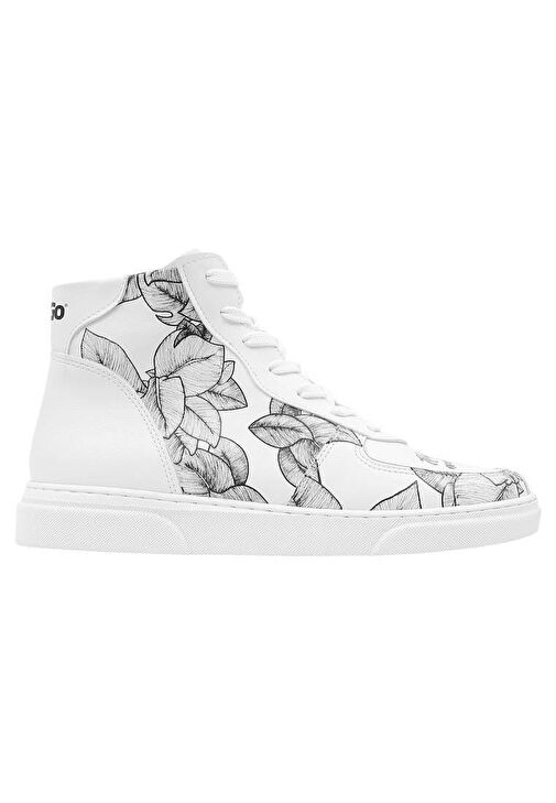 Kadın Vegan Deri Beyaz High Sneakers - Elephants Never Forget Tasarım - Görsel 6