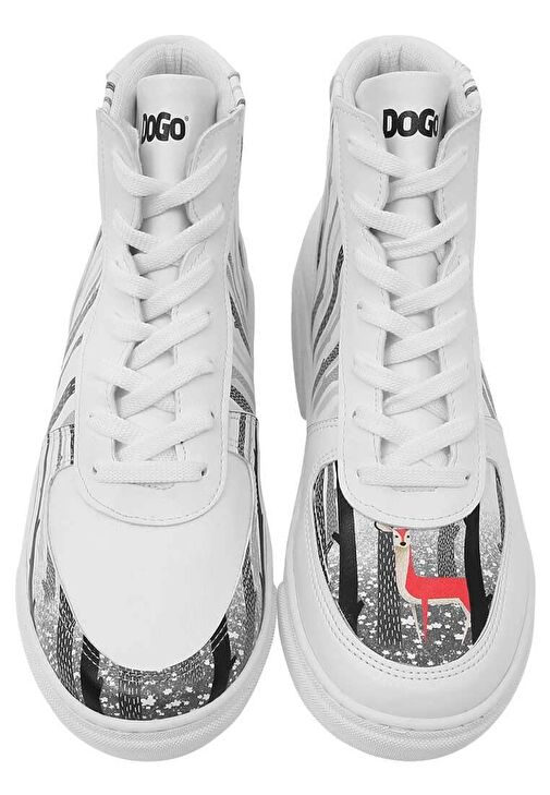 Kadın Vegan Deri Beyaz High Sneakers - You're the Colour of My Life Tasarım - Görsel 5